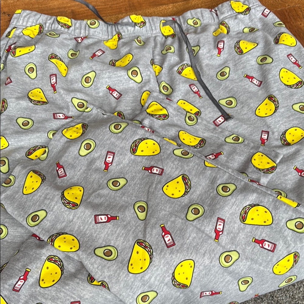 Gray comfy pants with Taco and Avocado Print